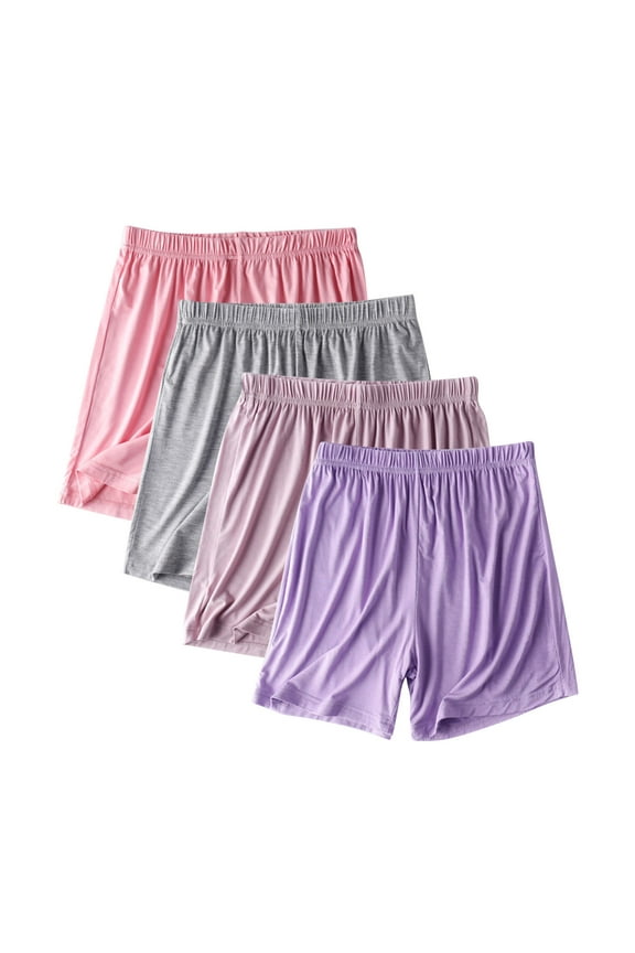 4-Pack Women's Ultra-Soft Modal Sleep Shorts, Plus Size Solid Boxers Comfy Elastic Waist Pajama Lounge Shorts