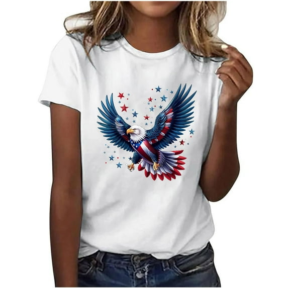 Oplxuo American Flag Heart Shirts for Women 4th of July T-Shirt Graphic Patriot Tee USA Flag Shirt Tops