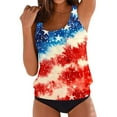 thumbnail image 1 of Oplxuo American Flag Print Swim Suits for Women 2025 Patriotic Modest Bathing Suit Two Piece Blouson Modest Tankini Sets, 1 of 3