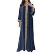 thumbnail image 1 of Oplxuo Applique Embroidery Abayas for Women Muslim Long Sleeve Maxi Dress Loose Full Cover Islamic Dubai Robe Kaftan Dresses, 1 of 5