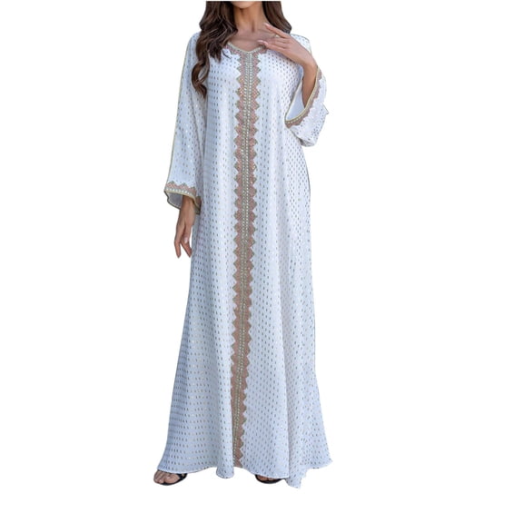 Oplxuo Applique Embroidery Abayas for Women Muslim Long Sleeve Maxi Dress Loose Full Cover Islamic Dubai Robe Kaftan Dresses