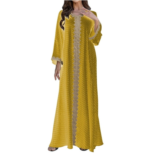Oplxuo Applique Embroidery Abayas for Women Muslim Long Sleeve Maxi Dress Loose Full Cover Islamic Dubai Robe Kaftan Dresses