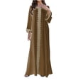 thumbnail image 1 of Oplxuo Applique Embroidery Abayas for Women Muslim Long Sleeve Maxi Dress Loose Full Cover Islamic Dubai Robe Kaftan Dresses, 1 of 5