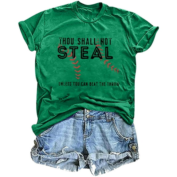 Oplxuo Baseball Shirt Baseball Mom Tshirt : Women Thou Shall Not Steal Baseball Shirts Baseball Graphic Short Sleeve Tee Tops