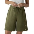 thumbnail image 1 of Oplxuo Bermuda Shorts for Women High Waisted Baggy Casual Linen Short Knee Length Plus Size Summer Beach Pants, 1 of 7