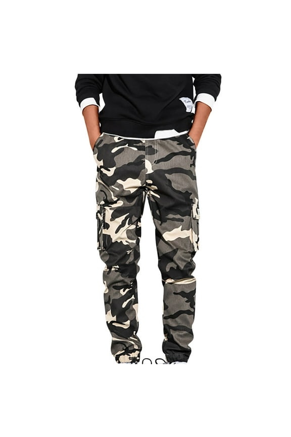 Big and Tall Men's Camouflage Cargo Pants Slim Fit Casual Stretch Outdoor Hiking Pants with Pockets