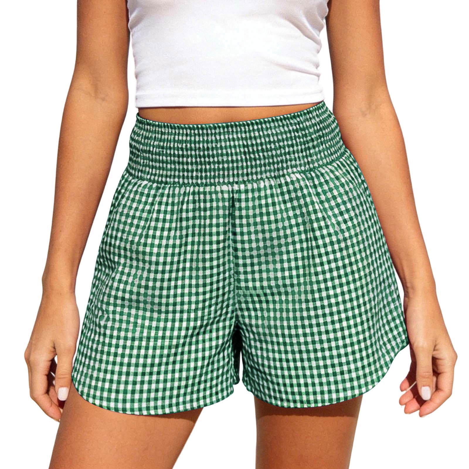 Oplxuo Boxer Shorts for Women Gingham Pajama Summer Casual Lounge
