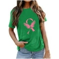 thumbnail image 1 of Oplxuo Breast Cancer Awareness Tops for Women Short Sleeve Cute Pink Ribbon Shirts Causal Crewneck Loose Tshirt Blouse, 1 of 3