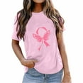 thumbnail image 1 of Oplxuo Breast Cancer Awareness Tops for Women Short Sleeve Cute Pink Ribbon Shirts Causal Crewneck Loose Tshirt Blouse, 1 of 3