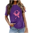 thumbnail image 1 of Oplxuo Breast Cancer Awareness Tops for Women Short Sleeve Cute Pink Ribbon Shirts Causal Crewneck Loose Tshirt Blouse, 1 of 3
