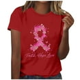 thumbnail image 1 of Oplxuo Breast Cancer Shirts Women Pink Ribbon Shirt Breast Cancer Awareness T-Shirt Short Sleeve Crewneck Loose Tee Tops, 1 of 3