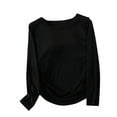 thumbnail image 1 of Oplxuo Built-in Shelf Bra Long Sleeve Shirts for Women Ruched Side Basic Crew Neck Base Layer Workout Yoga Tee Tops, 1 of 2