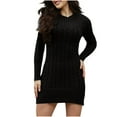 thumbnail image 1 of Oplxuo Cable Knitted Dresses for Women Slim Fit Crew Neck Long Sleeve Bodycon Fall Winter Mini Sweater Dress, 1 of 7