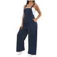 thumbnail image 1 of Oplxuo Checkered Maternity Overalls for Women Summer Loose Adjustable Straps Sleeveless Pregnancy Bib Jumpsuits with Pockets, 1 of 5