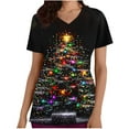 thumbnail image 1 of Oplxuo Christmas Scrubs Tops for Women Plus Size Stretchy Short Sleeve V Neck Xmas Tree Snowflake Print Nurse Scrub Medical Uniform, 1 of 4