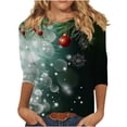 thumbnail image 1 of Oplxuo Christmas Shirts for Women 2025 Christmas Tree Printed 3/4 Length Sleeve Shirts Round Neck Loose Fit Blouses, 1 of 4