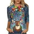 thumbnail image 1 of Oplxuo Christmas Shirts for Women 2025 Glitter Christmas Tree Blouses 3/4 Sleeve Vintage Xmas Tops Festival Party Tees Gifts, 1 of 4