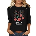 thumbnail image 1 of Oplxuo Christmas Shirts for Women 3/4 Length Sleeve Tunic Blouses Xmas Tree Cute Print Tops Crew Neck Graphic Tees, 1 of 6