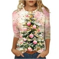 thumbnail image 1 of Oplxuo Christmas Shirts for Women Dressy Casual Crewneck Loose Blouses 3/4 Sleeve Tops Loose Tunic Blouse, 1 of 4