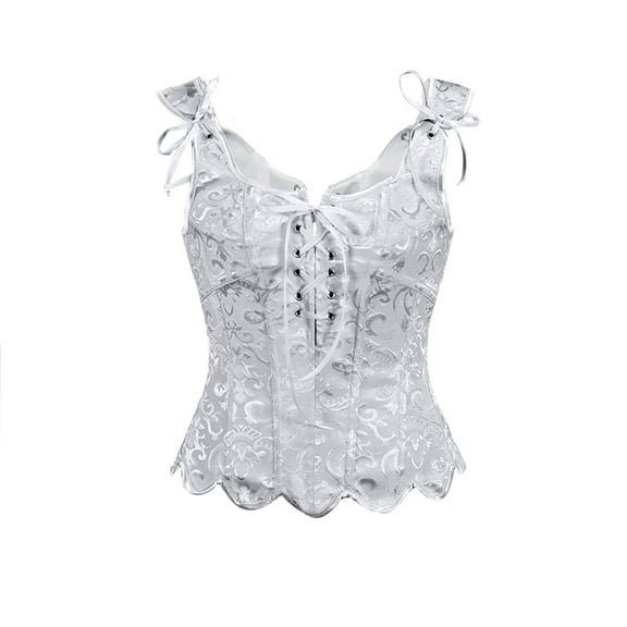 Oplxuo Corset Tops for Women Bustier Shapewear Lingerie Vintage Lace Up Boned Overbust Corset Bustier Camisole Tops