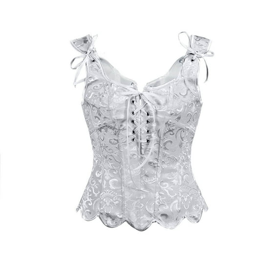 Oplxuo Corset Tops for Women Bustier Shapewear Lingerie Vintage Lace Up Boned Overbust Corset Bustier Camisole Tops