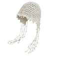 thumbnail image 1 of Oplxuo Crochet Bucket Hat for Women Cute Pearls Tassel Woven Hollow Knitted Cap Outdoor Boho Travel Beanies, 1 of 3