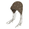 thumbnail image 1 of Oplxuo Crochet Bucket Hat for Women Cute Pearls Tassel Woven Hollow Knitted Cap Outdoor Boho Travel Beanies, 1 of 3