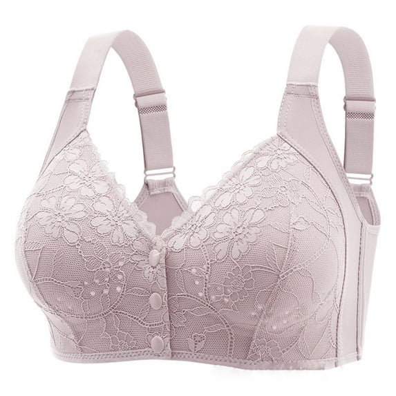 Oplxuo Daisy Bras for Older Women Front Closure Push Up Wireless Seniors Comfortable Convenient Front Everyday Bras