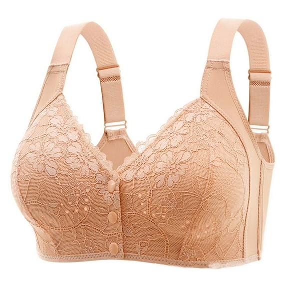 Oplxuo Daisy Bras for Older Women Front Closure Push Up Wireless Seniors Comfortable Convenient Front Everyday Bras
