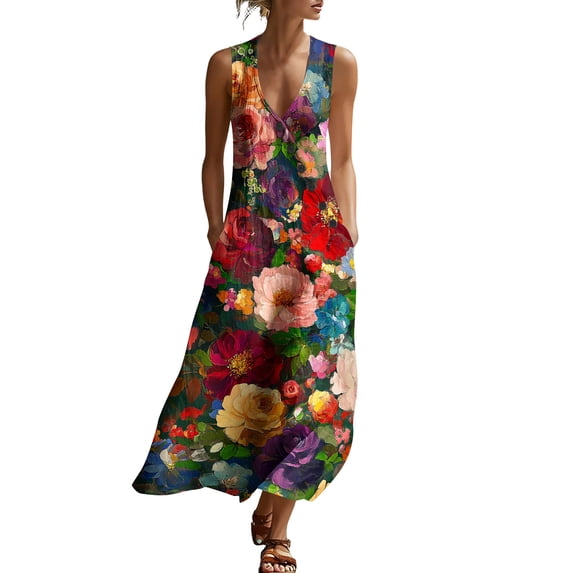 blue floral print dress Midi SALEFEED Cammy Black Ruffle Maxi Style:B