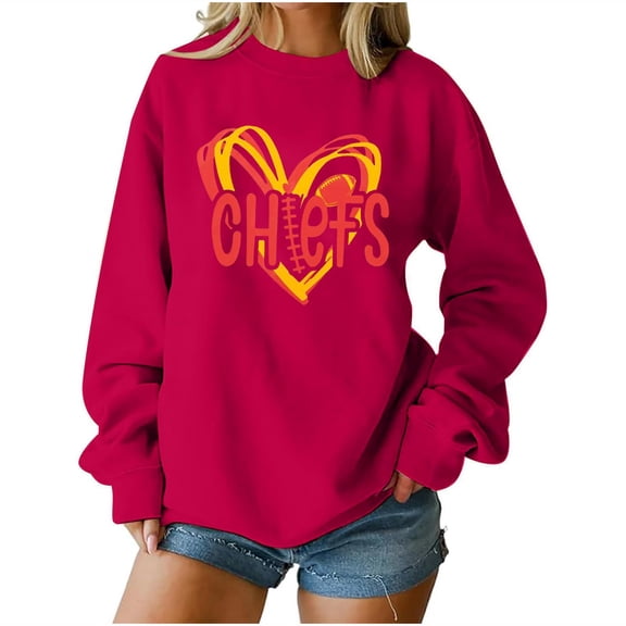 Oplxuo Football Sweatshirt Women Game Day Sweatshirts Football Team Fans Pullover Shirt Heart Graphic Long Sleeve Tops