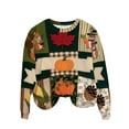thumbnail image 1 of Oplxuo Funny Graphic Thanksgiving Sweatshirts for Women 2025 Fall Drop Shoulder Pullover Long Sleeve Loose Crewneck Tunic Tops, 1 of 7
