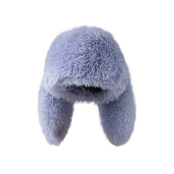 Oplxuo Fuzzy Bunny Ears Hat for Women Cute Plush Beanies Long Rabbit Ears Fluffy Soft Winter Hats for Adults Teen Girls