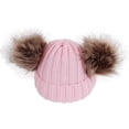 thumbnail image 1 of Oplxuo Girls Boys Beanie with Double Pom Pom, Cute Cable Knit Beanie Hats for Cold Weather, Winter Warm Hats for Kids, 1 of 2