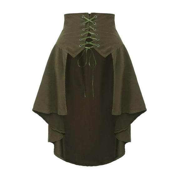 Oplxuo Gothic Steampunk Corset Skirt for Women Lace-up High Waist Strappy Skirts Vintage Victorian Skirts Halloween Costumes