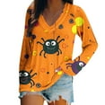 thumbnail image 1 of Oplxuo Halloween Costumes for Women Long Sleeve V-Neck Casual Shirts Loose Fit Basic Pullover Funny Holiday Tees, 1 of 4