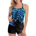 thumbnail image 1 of Oplxuo Halter Tankini Swimsuits for Women with Boy Shorts - Floral Printed Bathing Suits Tummy Control Cruise Outfits, 1 of 6