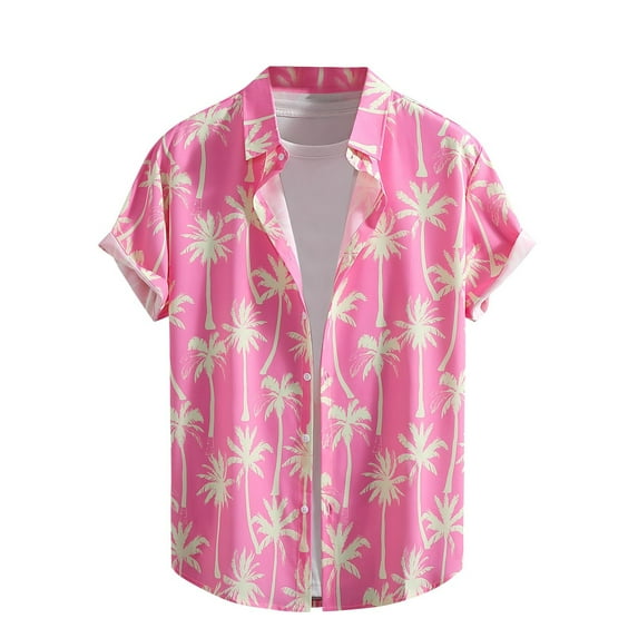 Oplxuo Hawaiian Shirt for Men Tropical Loose Fit Shirt Short Sleeve Casual Button Down Holiday Beach Shirts