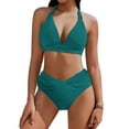 thumbnail image 1 of Oplxuo High Waisted Bikini Sets for Women Two Piece Tummy Control Swimsuits Halter Twist Front Bathing Suit Swimwear, 1 of 7