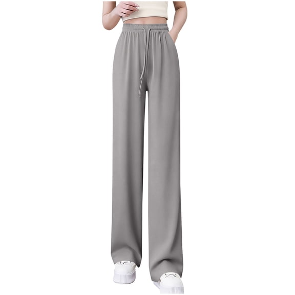 Oplxuo High Waisted Lounge Pants for Women Straight Leg Stretchy Business Casual Sweatpants Office Trousers with Pockets