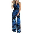thumbnail image 1 of Oplxuo Jumpsuits for Women Summer Sleeveless Vneck Elegant Backless Floral Print Wide Leg Jumpsuit Y2K Wrap Criss Cross One Piece, 1 of 4