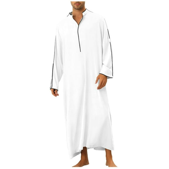 Oplxuo Kurta Men Long Sleeve Kaftan Thobe Muslim Men Thobe Big and Tall Kaftan Men Thobe with Pocket