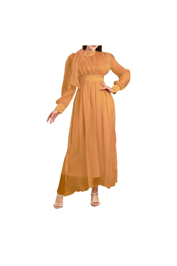 Long Sleeve Bridesmaid Dresses for Wedding Pleated Chiffon Mother of The Bride Dress Boho Formal Dresses for Women