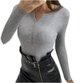 thumbnail image 1 of Oplxuo Long Sleeve Henley Shirts for Women - Button V Neck Basic Slim Fitted Ribbed Knit Pullover Sweater Tops, 1 of 5