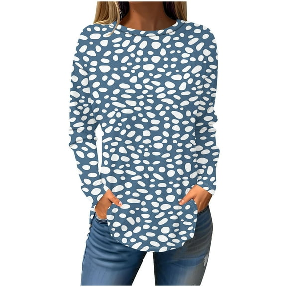 Oplxuo Long Sleeve Shirts for Women 2025 Fashion Fall Dressy Casual Blouses Pleated Crewneck Tunic Tops for Leggings Cute Tee