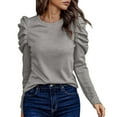 thumbnail image 1 of Oplxuo Long Sleeve Shirts for Women Puff Sleeve Tops Pullover Sweaters Fall Fashion Women's Clothing Loose Fit, 1 of 7