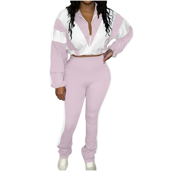 Oplxuo Lounge Sets for Women 2025 Fashion Sweatsuit 2 Piece Outfits Sweatshirt Slim Fit Sweatpant Tracksuit Matching Set