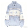 thumbnail image 1 of Oplxuo Men Knitting Cotton Christmas Sweaters Quarter Zip Xmas Printed Pullover Fall Winter Mock Neck Pullover Party Tops, 1 of 3