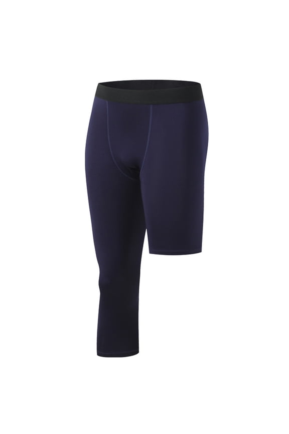 Men's 3/4 One Leg Compression Tights Basketball Sports Athletic Running Capri Pants Single Leg Base Layer Leggings
