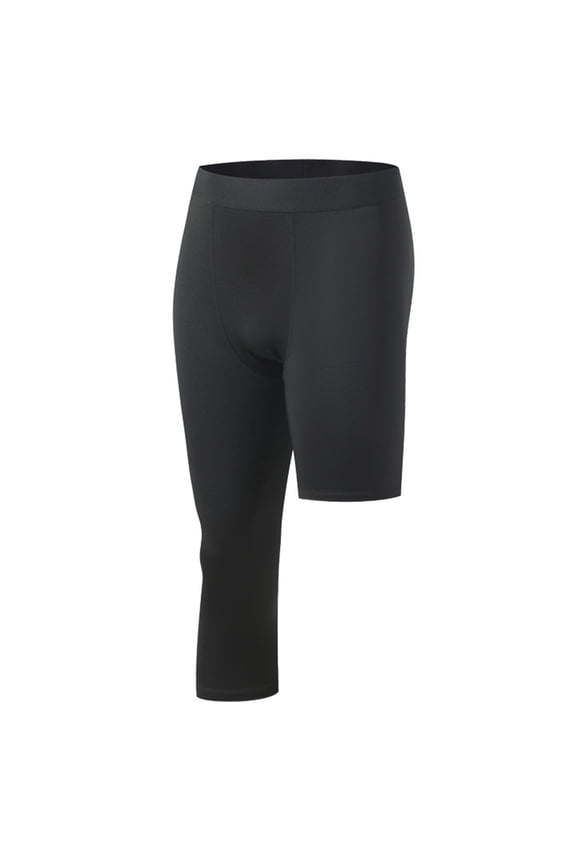 Men's 3/4 One Leg Compression Tights Basketball Sports Athletic Running Capri Pants Single Leg Base Layer Leggings